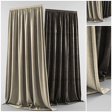 Sleek Mirage: Modern Curtain 3D model image 1 