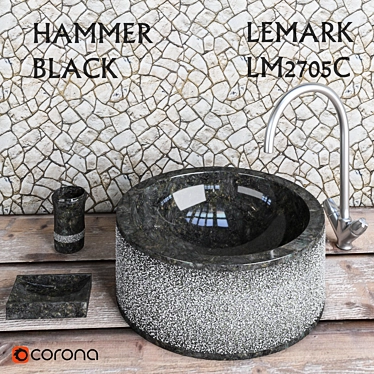 Sink Hammer Black Teak House + Mixer Lemark LM2705C