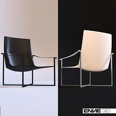 Elegant Geo Chair: Leather & Metal 3D model image 1 