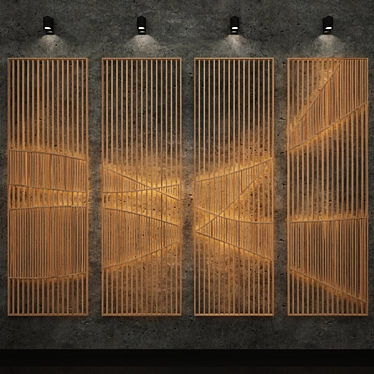 Glowing Wooden Wall Panel 3D model image 1 