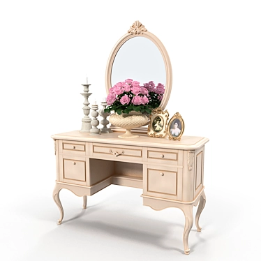 Elegant Fiore Bianco Vanity Table 3D model image 1 