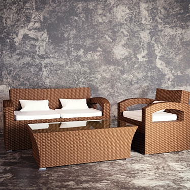 Natural Rattan Furniture Set 3D model image 1 