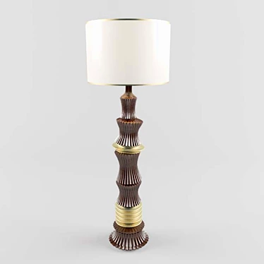 Contemporary Floor Lamp: Wood and Metal Finish 3D model image 1 