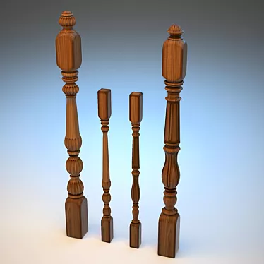 Elegant Balusters & Posts Set 3D model image 1 