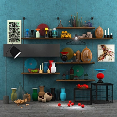Designer Decor Set: Shelves, Lighting, Art, and More 3D model image 1 