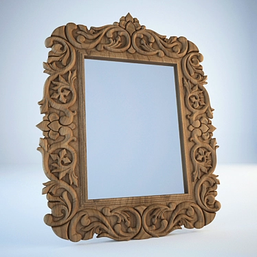Elegant Carved Mirror 3D model image 1 
