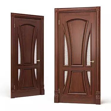 Custom Carved Wood Door 3D model image 1 