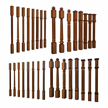 8-Piece Set: Sturdy Posts & Balusters 3D model image 1 