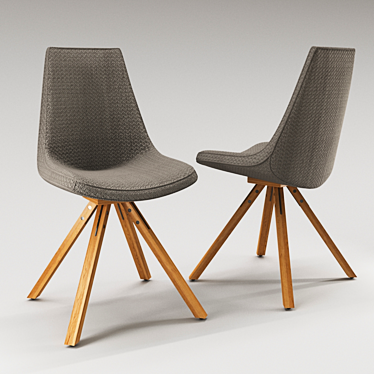 Wooden Leg Fabric Seat Chair 3D model image 1 