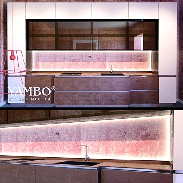 Yambo Porcelain Kitchen: Sleek Neolith Design 3D model image 1 