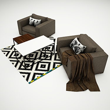 Cozy Home Comfort Bundle: Chairs, Blankets, Cushions, Rugs & Tables 3D model image 1 