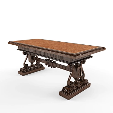 Exquisite Exotic Wood Inlaid Table 3D model image 1 