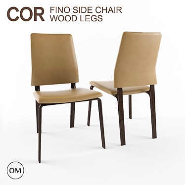 Elegant Leather Wood-Leg Side Chair 3D model image 1 