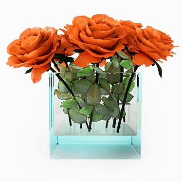  Vibrant Orange Rose Bouquet 3D model image 1 