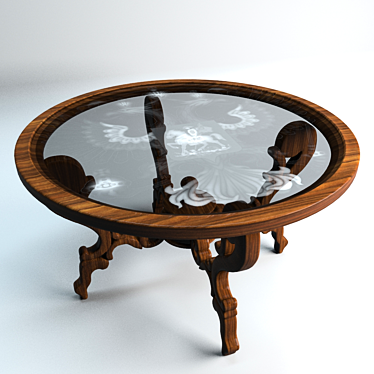 Antique Coffee Table with Coat of Arms 3D model image 1 