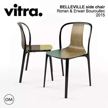 Vitra Belleville Side Chair: Sleek Simplicity for Modern Spaces 3D model image 1 