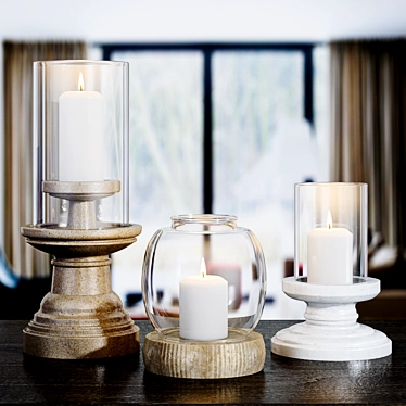 Elegance in Flames: Decorative Candle Set 3D model image 1 