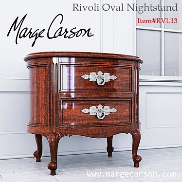 Elegant Rivoli Oval Nightstand 3D model image 1 