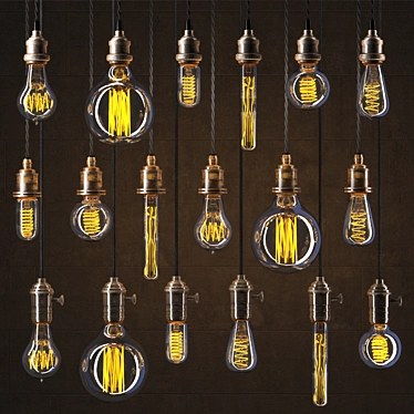 Vintage Edison Lightbulb Set 3D model image 1 