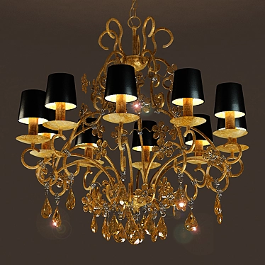 Elegant Gold Leaf Chandelier 3D model image 1 