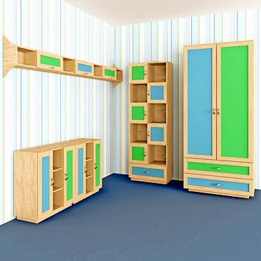 Kid's Room Furniture Set 3D model image 1 