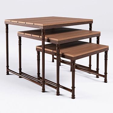 Hyde Park Teak Nesting Tables 3D model image 1 