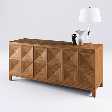 Noir 3-Door Quadrant Sideboard: Sleek and Spacious 3D model image 1 