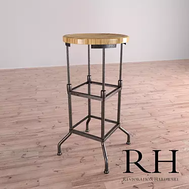 Vintage Industrial Barstool 3D model image 1 