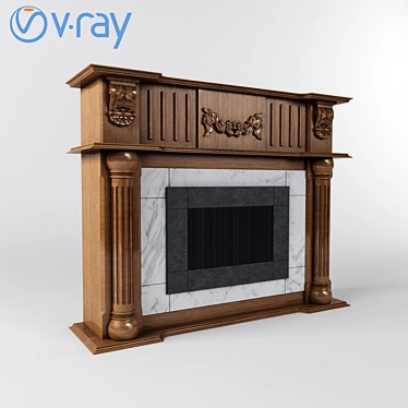 Italian Carved Fireplace: Exquisite Elegance 3D model image 1 