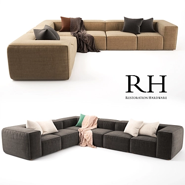 RH Fulham Custom Sectional - Realistic Model 3D model image 1 