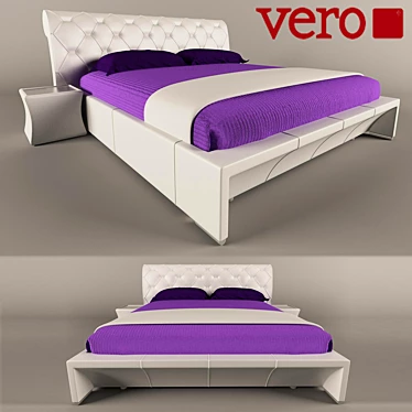Versatile Bed Set: Three Sizes, Soft Side Tables & Storage Ottoman 3D model image 1 