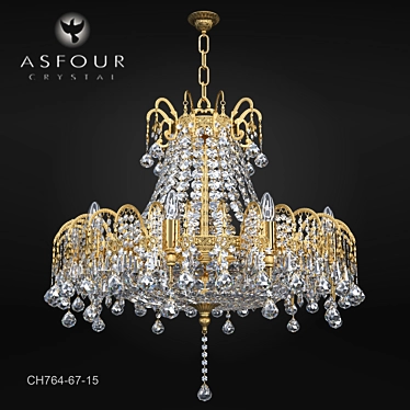 Elegant Asfour Crystal Gold Chandelier 3D model image 1 