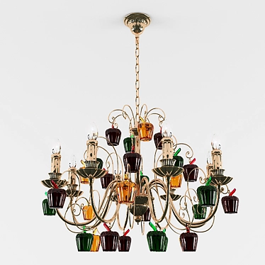 Donolux S110213/8 Chandelier: Elegant White & Gold Design with Stylish Pepper Glass Elements 3D model image 1 