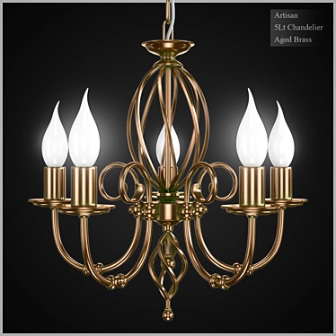 Vintage 5Lt Artisan Brass Chandelier 3D model image 1 