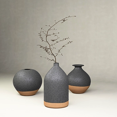  Japanese Style Vases Set 3D model image 1 