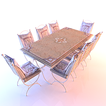 Outdoor Seating Set: Table & Chairs 3D model image 1 