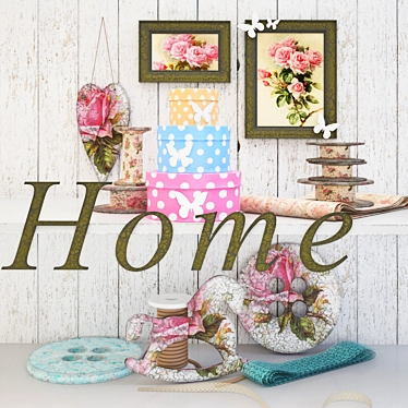 Handcrafted Decoupage Decor Set 3D model image 1 