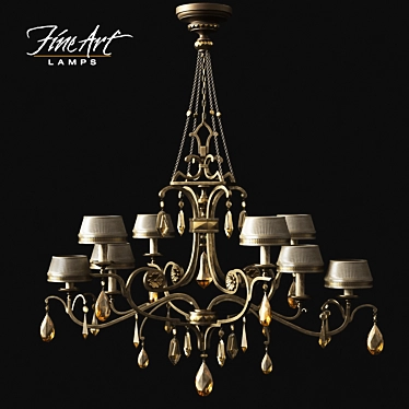 Elegant Golden Aura Chandelier 3D model image 1 