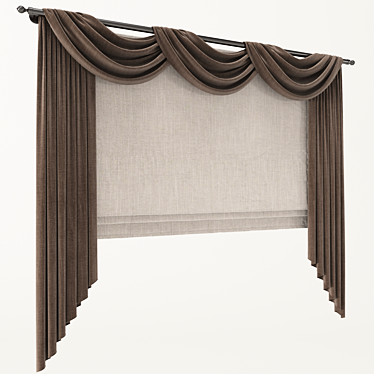 Elegant Roman Blinds for Windows 3D model image 1 