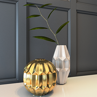 Title: Quirky Blooms Vase Set 3D model image 1 