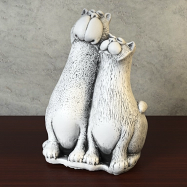 Graceful Gypsum Cat Pair 3D model image 1 