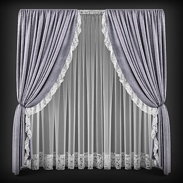 Elegant Classic Curtains 3D model image 1 