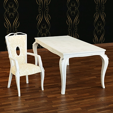 Vintage Italian Stilema Table & Chair 3D model image 1 
