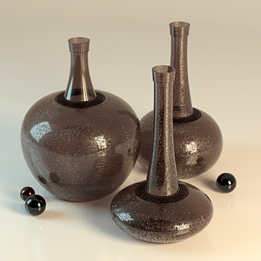 Sleek Black Vase Decor 3D model image 1 