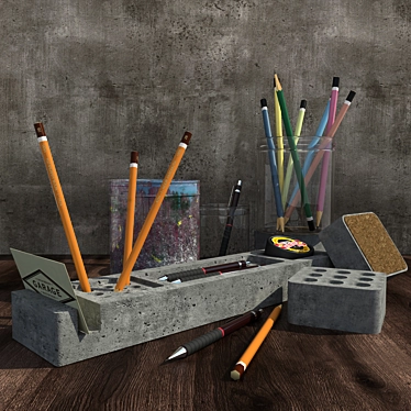 Creative Garage Dining Sets: Koh-I-Noor & Rotring Pencils, Brutal Pencil Case, Barzha Table Accessory 3D model image 1 