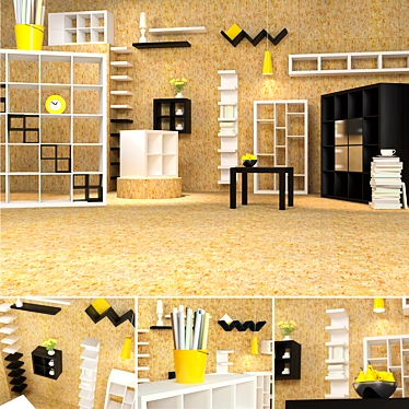 Contemporary IKEA Shelves & Decor 3D model image 1 