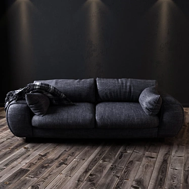  Gray Velvet Sofa - 2500mm Width 3D model image 1 