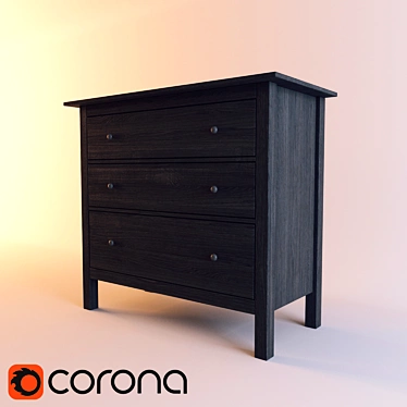 IKEA HEMNES Chest - Black-Brown, 3 Drawers 3D model image 1 