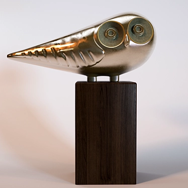 Vintage Brass Owl Figurine 3D model image 1 