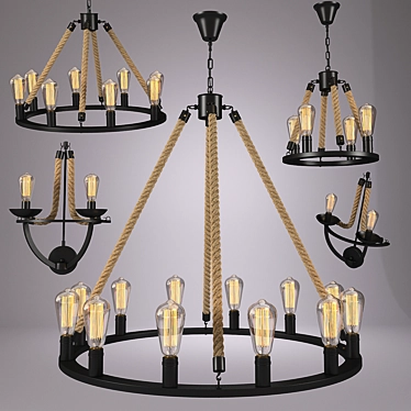 Circular Rope Pendant Lamp 3D model image 1 